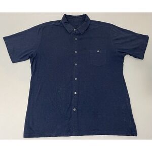 Kuhl Shirt Mens XL Blue Wildfibre Short Sleeve Button Organic Cotton Hiking